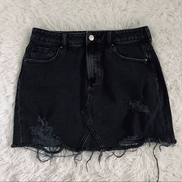 EUC Pacsun Distressed Black Jean Skirt - Picture 9 of 16